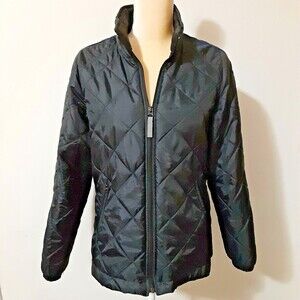 Pacific Trail Black Quilted Jacket Women’s M Lightweight Full Zip Stand Collar